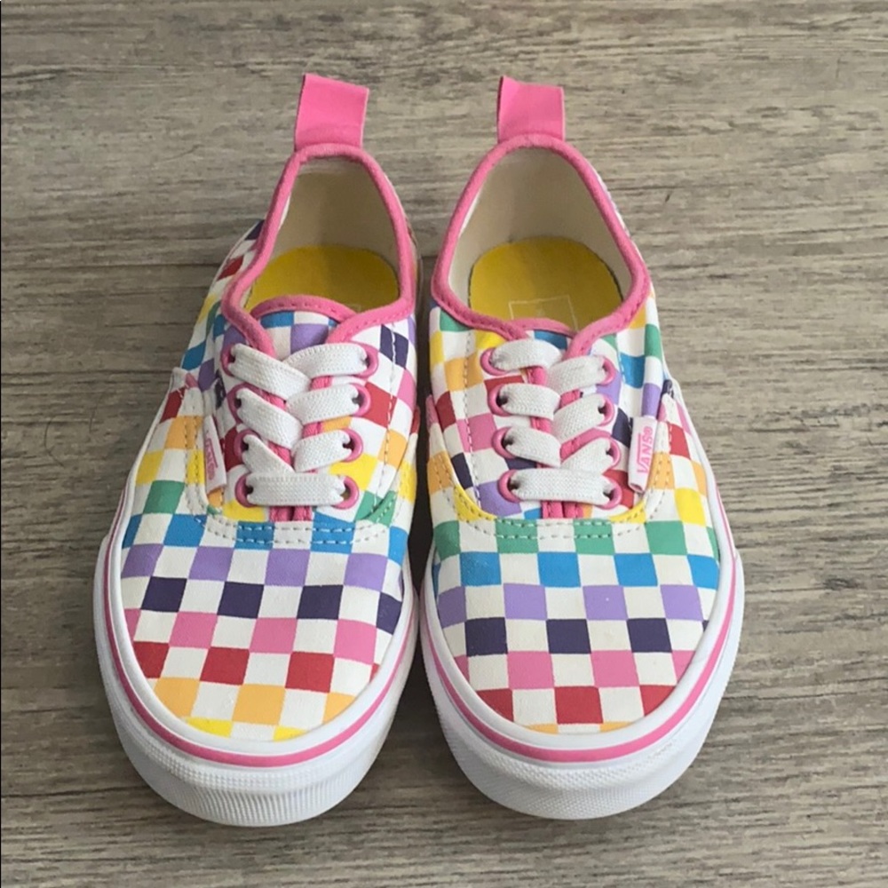 Rainbow Checkered Girls Vans - Never Worn